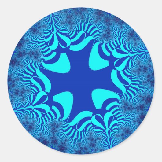 Blaues Ozeankreuz Runder Aufkleber (Vorderseite)