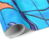 Blaues Packpapier mit lachenden Delphinen (Rolleneckpunkt)