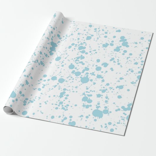 Blaues Paint Spritzer Muster Geschenkpapier (Ungerollt)