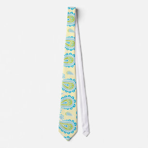 Blaues Paisley auf Gelb Krawatte