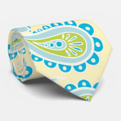 Blaues Paisley auf Gelb Krawatte (Gerollt)
