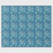Blaues Paisley Geschenkpapier (Flach)