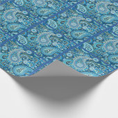 Blaues Paisley Geschenkpapier (Ecke)