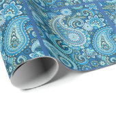 Blaues Paisley Geschenkpapier (Rolleneckpunkt)