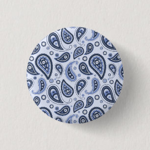 Blaues Paisley-Muster Button