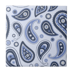 Blaues Paisley-Muster Fliese
