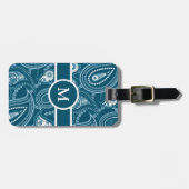 Blaues Paisley-Muster Gepäckanhänger (Vorderseite horizontal)