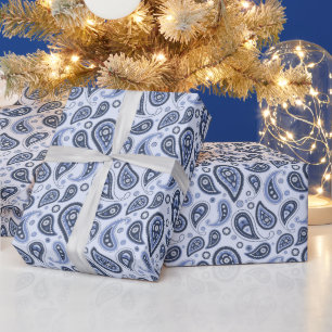 Blaues Paisley-Muster Geschenkpapier