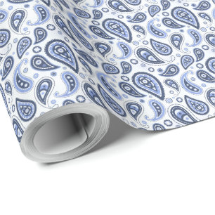 Blaues Paisley-Muster Geschenkpapier