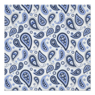 Blaues Paisley-Muster Poster