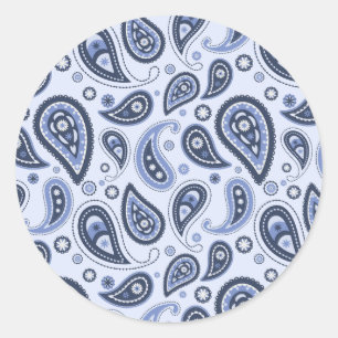 Blaues Paisley-Muster Runder Aufkleber