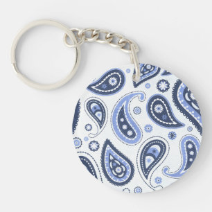 Blaues Paisley-Muster Schlüsselanhänger