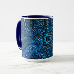 Blaues Paisley-Retrorevier-Look Tasse