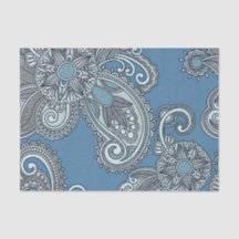 Blaues Paisley-Seidenpapier