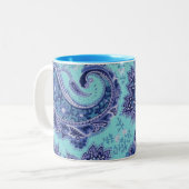 Blaues Paisley Zweifarbige Tasse (Vorderseite Links)