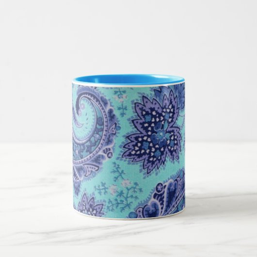 Blaues Paisley Zweifarbige Tasse (Mittel)