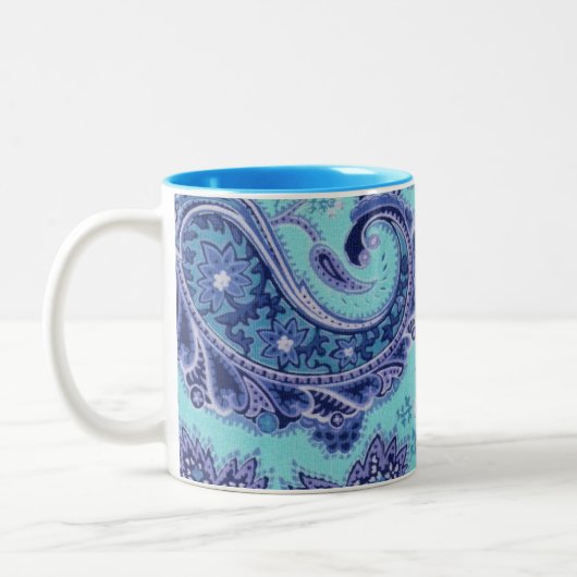 Blaues Paisley Zweifarbige Tasse (Links)