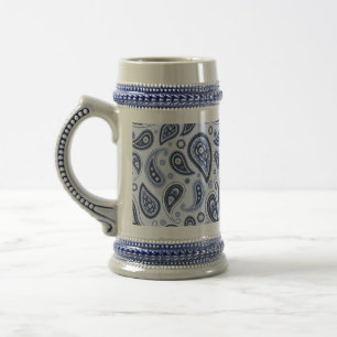 Blaues Paisleymuster Bierglas
