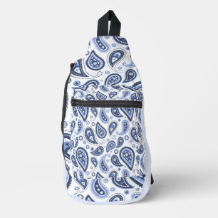 Blaues Paisleymuster Crossbody Bag
