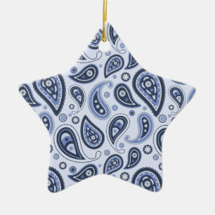 Blaues Paisleymuster Keramik Ornament
