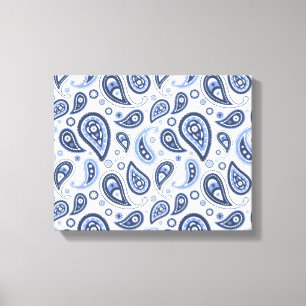 Blaues Paisleymuster Leinwanddruck