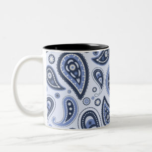 Blaues Paisleymuster Zweifarbige Tasse