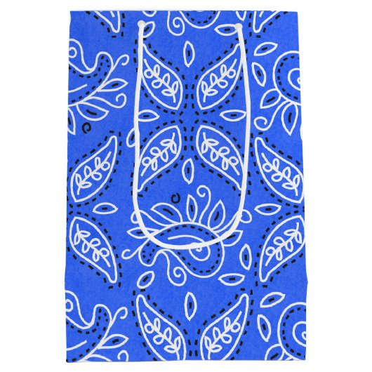 Blaues Paismuster Mittelgeschenktüte Mittlere Geschenktüte (Rückseite)