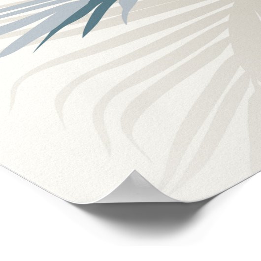 Blaues Palmenblatt mit Schatten Poster (Ecke)