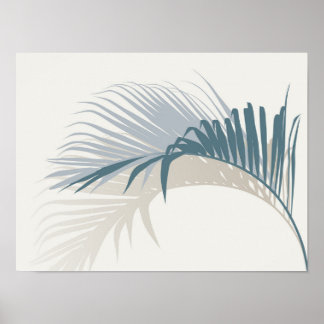 Blaues Palmenblatt mit Schatten Poster