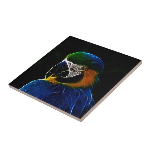 Blaues Papagei-Fraktal Fliese (Seite)