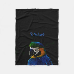 Blaues Papageien-Fraktal Digital Fleecedecke