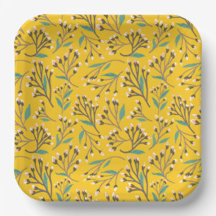 Blaues Papier mit botanischem Muster im Vintage-St Pappteller