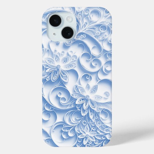 Blaues Papier-Quilling-Gänseblümchen-Design Case-Mate iPhone Hülle (Rückseite)