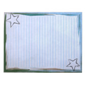 Blaues Papier Rustikale Stars Chic Border Grunge Notizblock (Vorderseite)