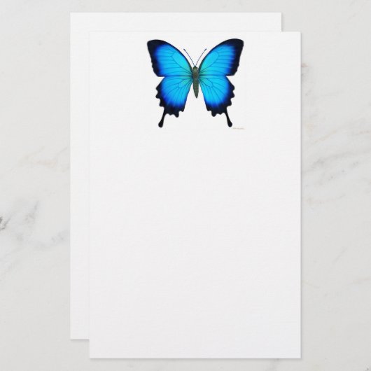 Blaues Papilio Ulysses Schmetterlings-Briefpapier Briefpapier (Vorne/Hinten)