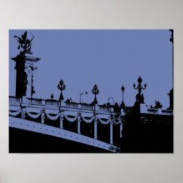 Blaues Pariser Brücken-Plakat Poster