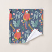 Blaues Parrot Land tropisches Muster Badhandtuch Set (Waschlappen)