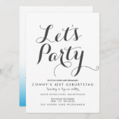 Blaues Party Einladung (Vorne/Hinten)