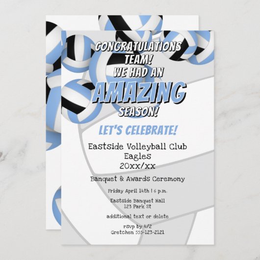 Blaues Party Einladung (Vorne/Hinten)