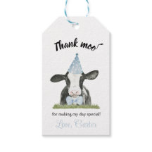 Blaues Party Kuh mit Kuh Print Birthday Gefallen