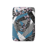 Blaues Patchwork, beliebt, Patchwork, Folk, rustik Badematte (Vorderseite Vertikal)