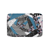 Blaues Patchwork, beliebt, Patchwork, Folk, rustik Badematte (Vorderseite)