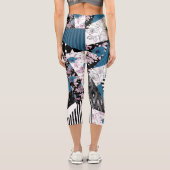 Blaues Patchwork, beliebt, Patchwork, Folk, rustik Capri Leggings (Rückseite)