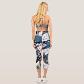 Blaues Patchwork, beliebt, Patchwork, Folk, rustik Capri Leggings (Rückseite)