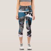 Blaues Patchwork, beliebt, Patchwork, Folk, rustik Capri Leggings (Vorderseite)