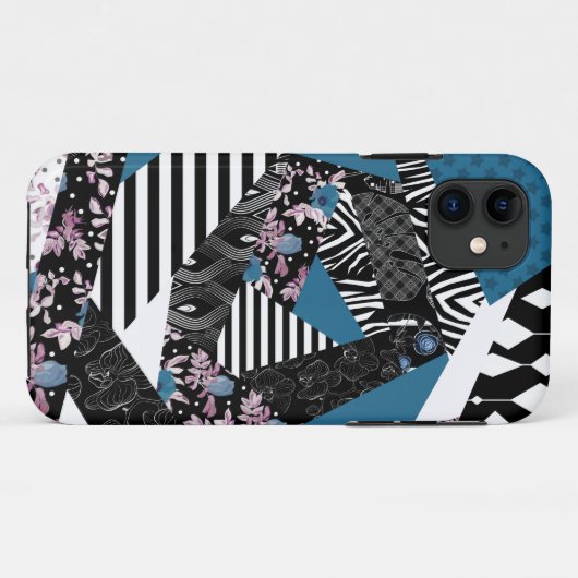 Blaues Patchwork, beliebt, Patchwork, Folk, rustik Case-Mate iPhone Hülle (Rückseite (Horizontal))