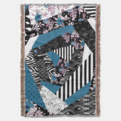 Blaues Patchwork, beliebt, Patchwork, Folk, rustik Decke (Vorderseite Vertikal)