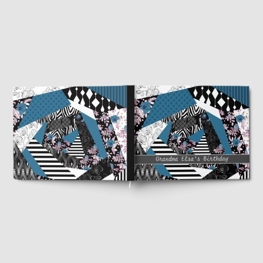 Blaues Patchwork, beliebt, Patchwork, Folk, rustik Gästebuch (Voll)