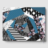 Blaues Patchwork, beliebt, Patchwork, Folk, rustik Gästebuch (Rückseite)