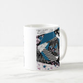 Blaues Patchwork, beliebt, Patchwork, Folk, rustik Kaffeetasse (VorderseiteRechts)